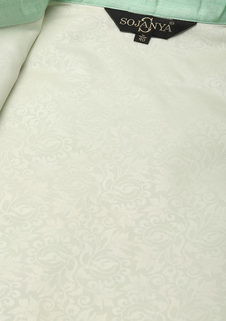 Black Mirror Work Poly Blend Kurta Set For Men