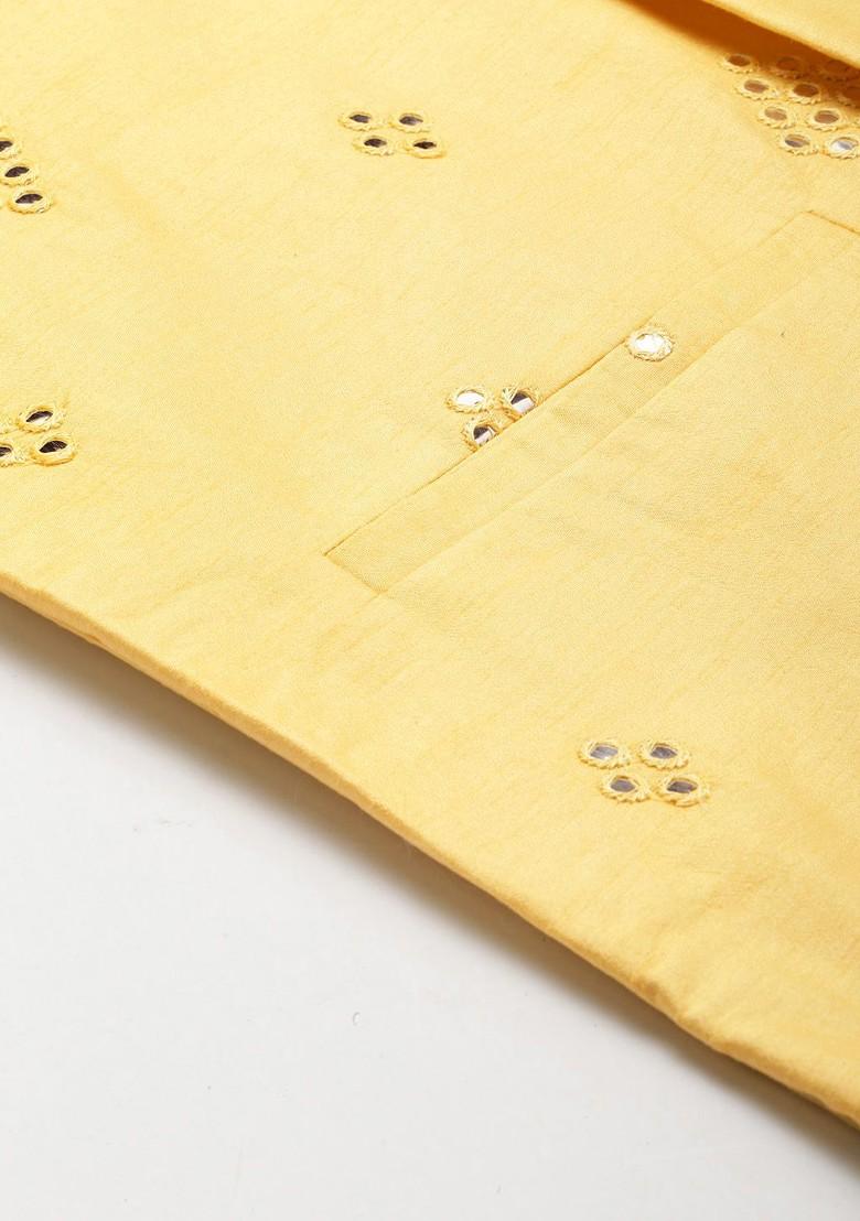 Green Mirror Work Cotton Kurta Set For Men