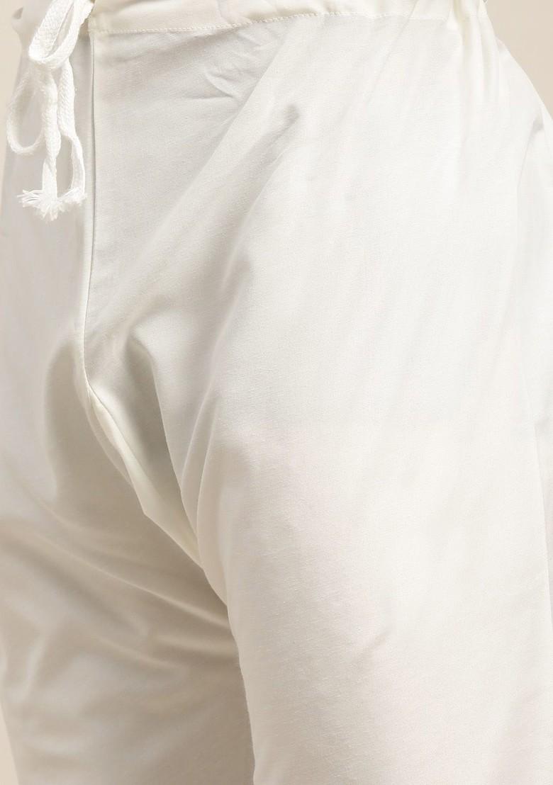 Beige Mirror Work Poly Blend Kurta Set For Men