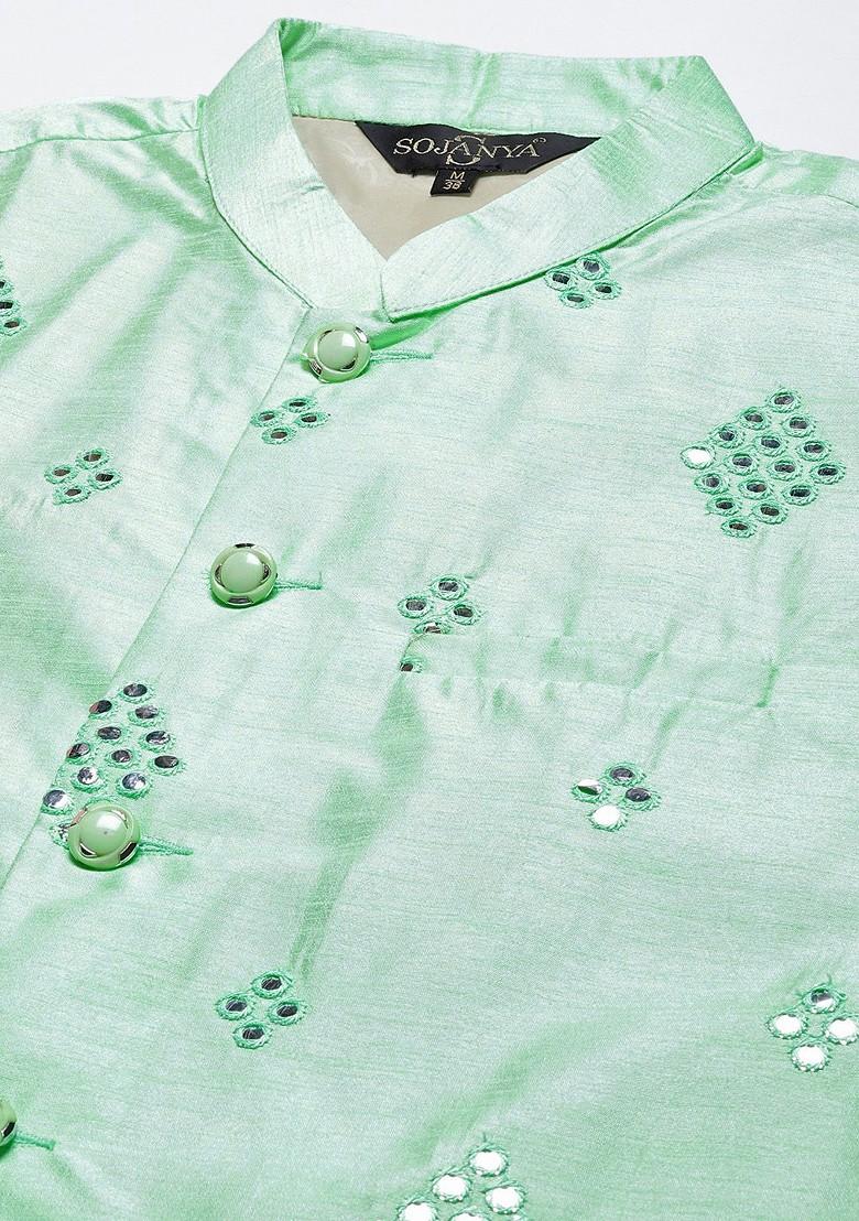 Peach Solid Cotton Kurta Set For Men