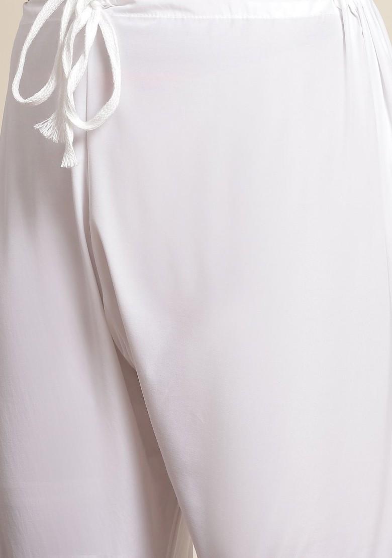 White Mirror Work Cotton Kurta Set For Men