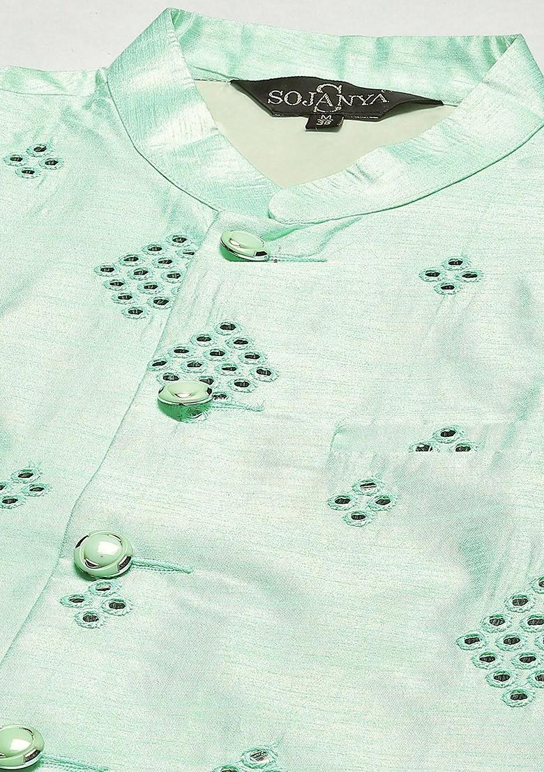 Black Solid Cotton Kurta Set For Men