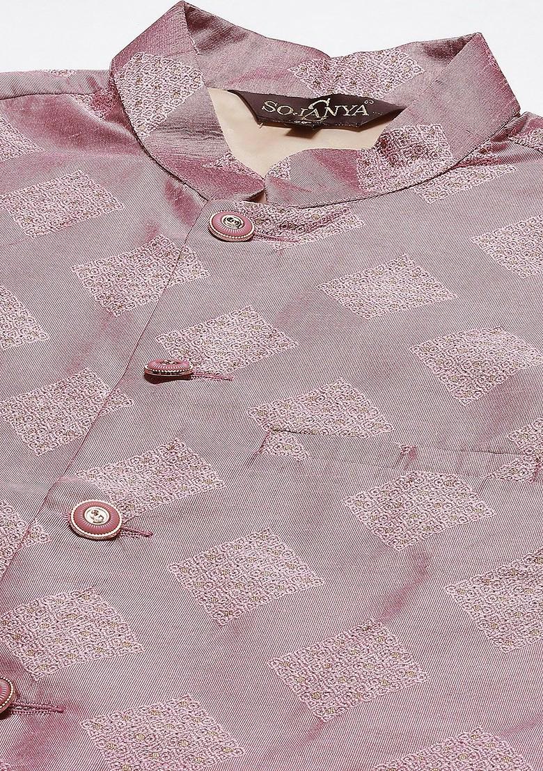 White Solid Poly Blend Kurta Set For Men