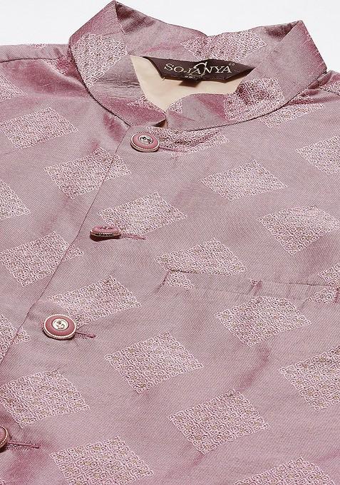 White Solid Poly Blend Kurta Set For Men