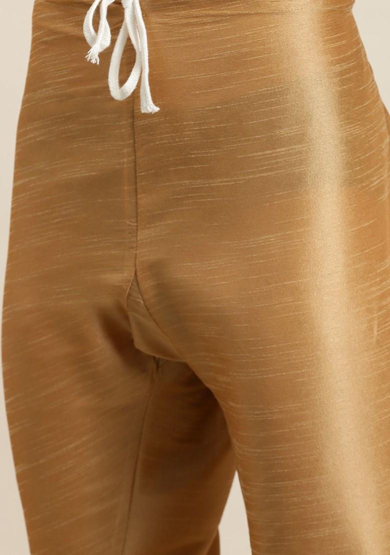 Sea Green Striped Poly Blend Kurta Set For Men