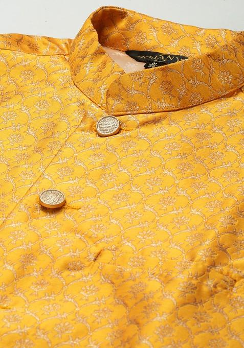 Sea Green Striped Poly Blend Kurta Set For Men