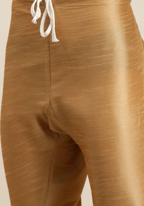 Sea Green Striped Poly Blend Kurta Set For Men