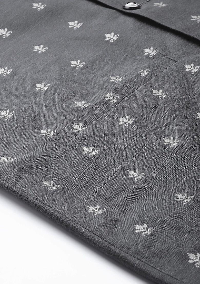 Pink Striped Poly Blend Kurta Set For Men