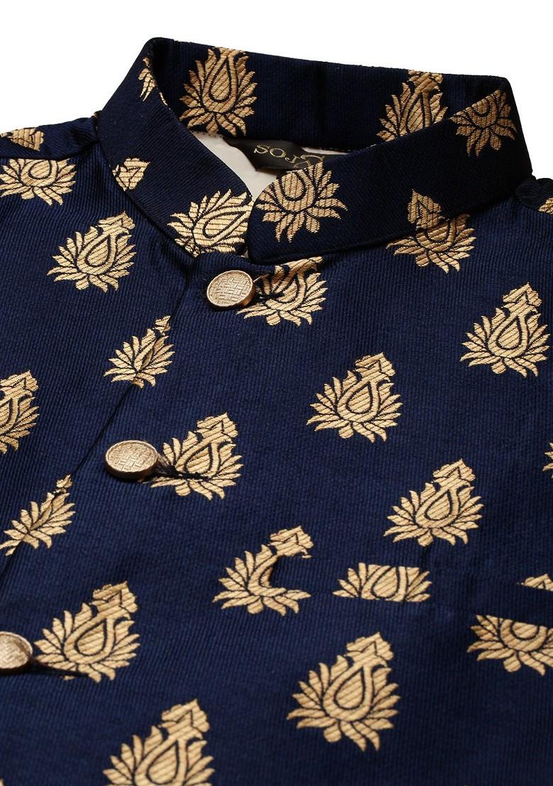 Black Solid Cotton Kurta Set For Men