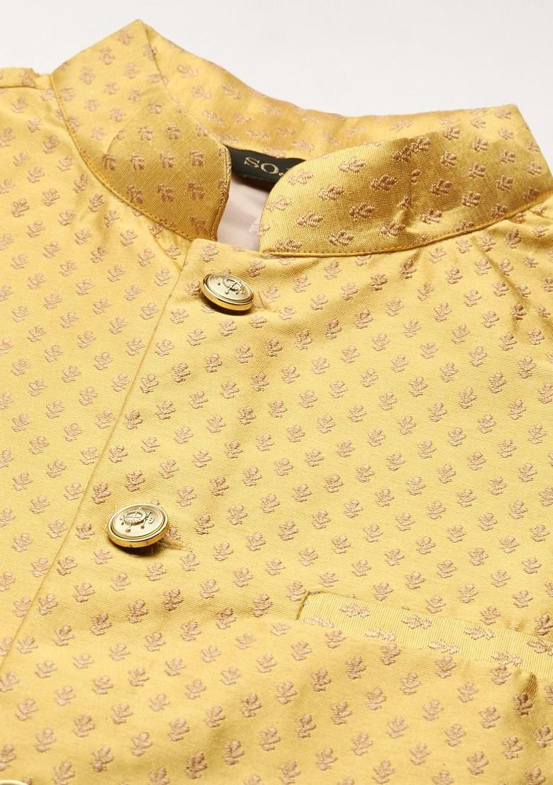 Teal Blue Solid Poly Blend Kurta Set For Men