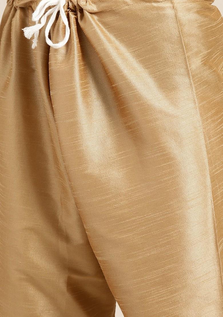 Pink Solid Poly Blend Kurta Set For Men