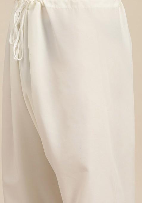 Green Floral Print Poly Blend Kurta Set For Men