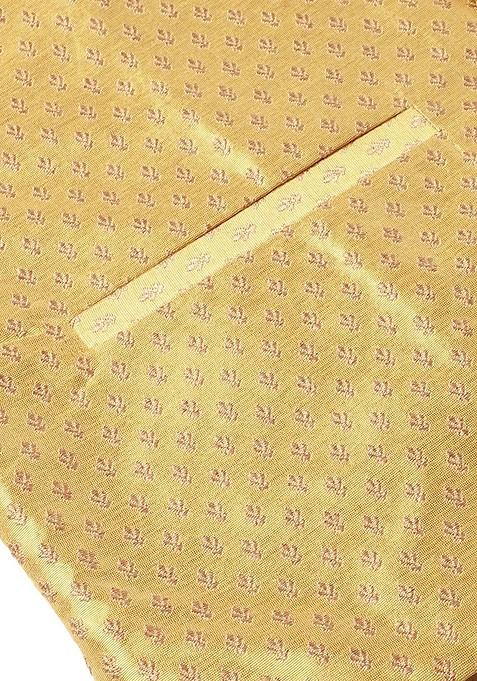 Gold Solid Poly Blend Kurta Set For Men