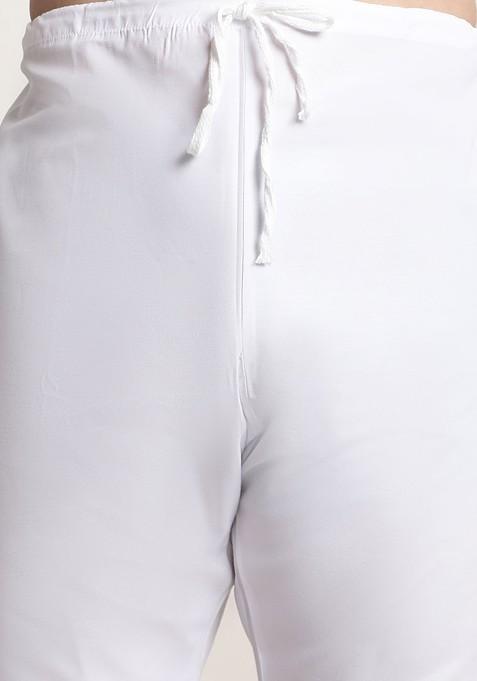 Blue Solid Poly Blend Kurta Set For Men