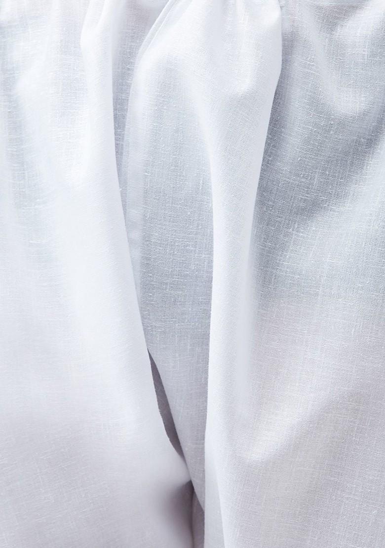 White Solid Poly Blend Kurta Set For Men