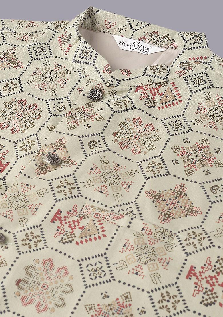 Green Embroidered Cotton Kurta Set For Men