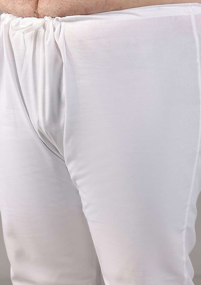 Cream Embroidered Cotton Kurta Set For Men - Indya
