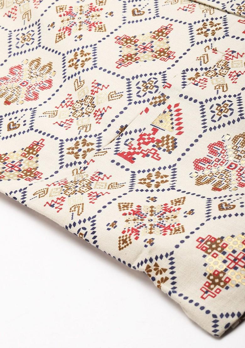 Mustard Ethnic Motifs Poly Blend Kurta Set For Men