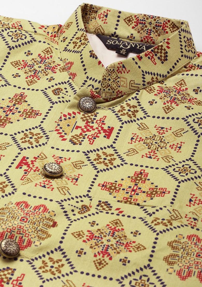 Pink Striped Poly Blend Kurta Set For Men