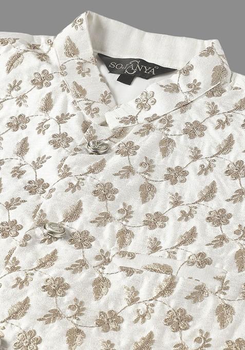 Green Embroidered Cotton Kurta Set For Men