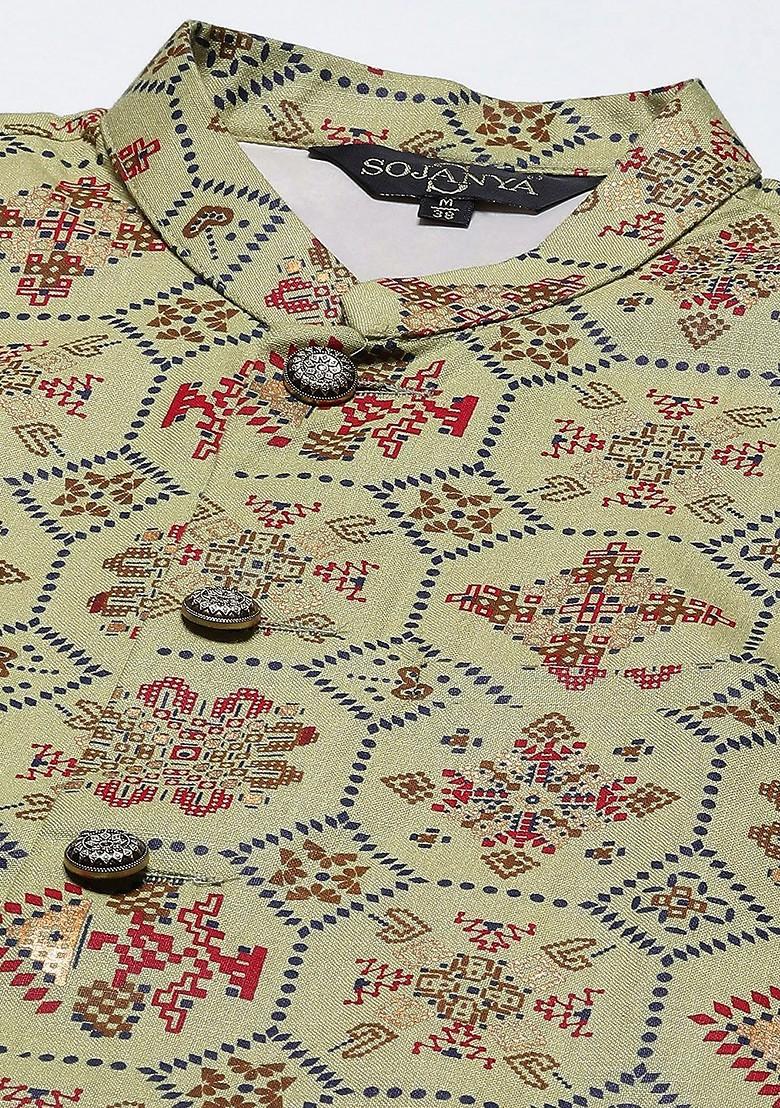 Blue Solid Cotton Kurta Set For Men