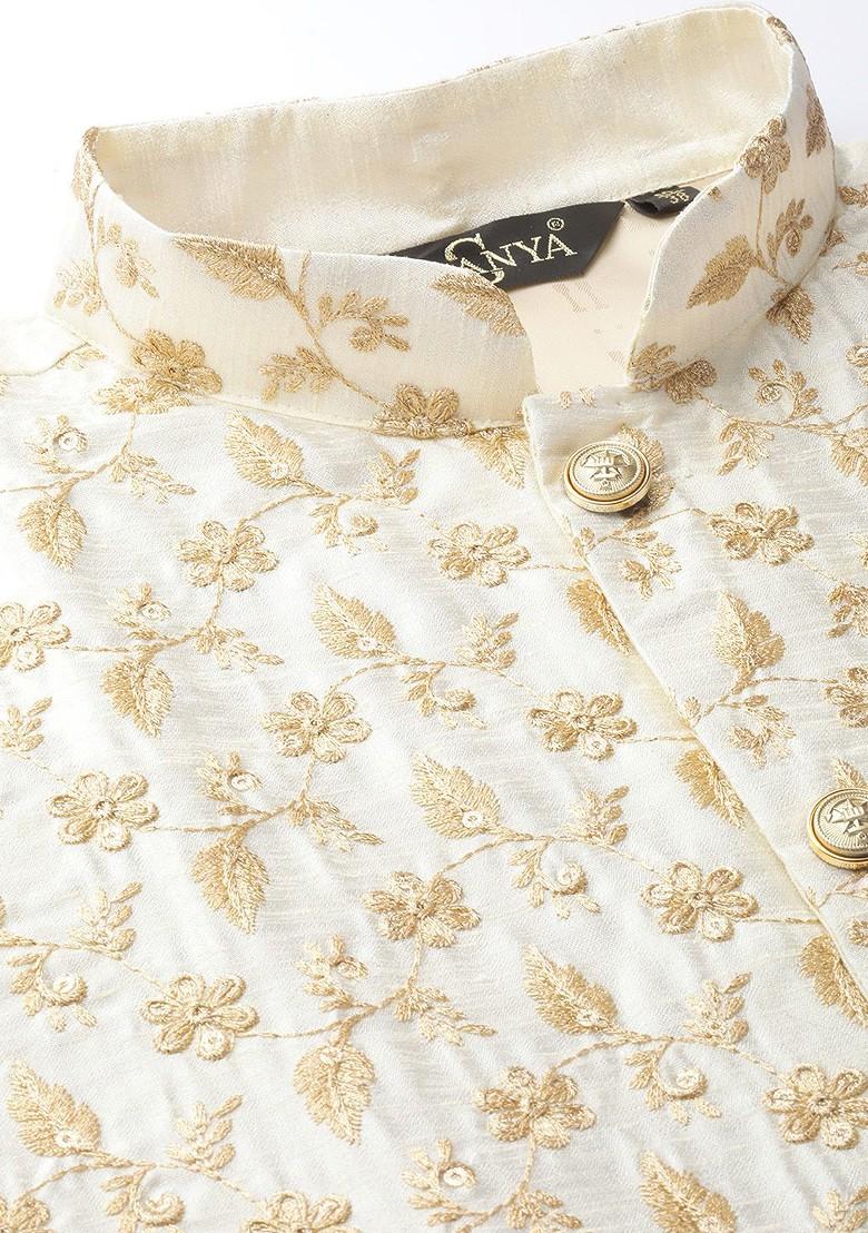 Teal Blue Solid Poly Blend Kurta Set For Men