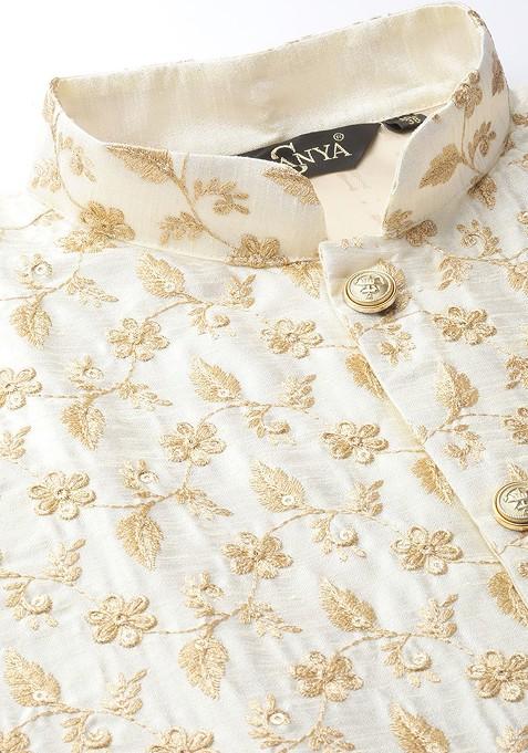 Teal Blue Solid Poly Blend Kurta Set For Men