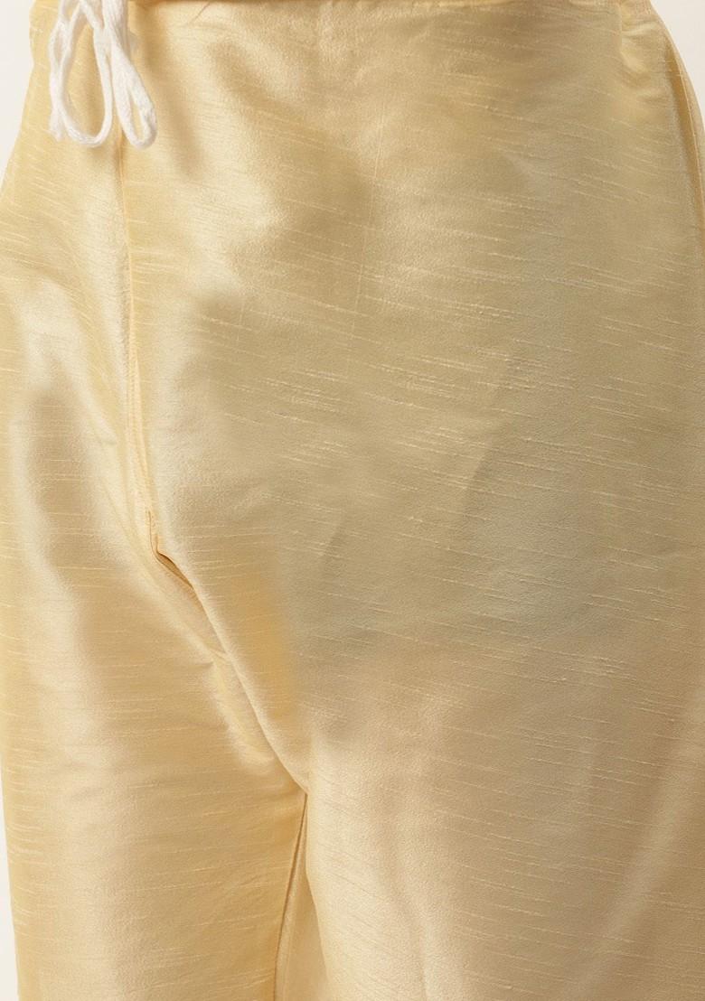 Olive Ethnic Motifs Jacquard Kurta Set For Men