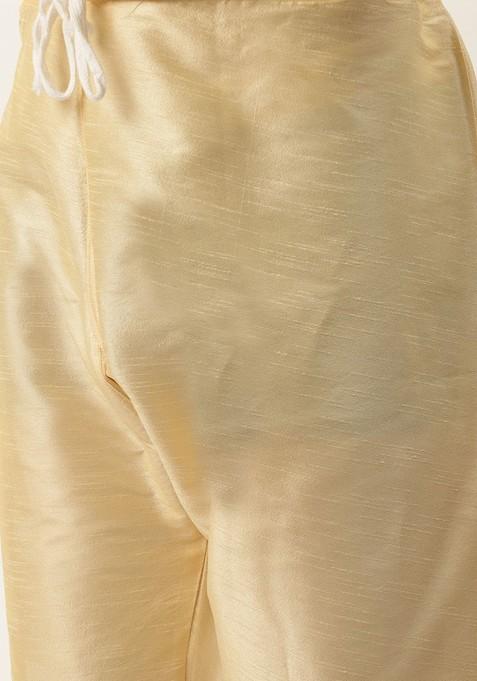 Olive Ethnic Motifs Jacquard Kurta Set For Men