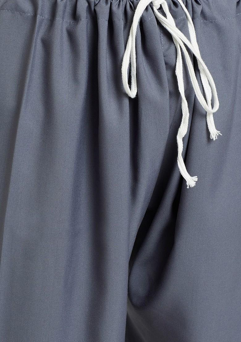 Grey Solid Poly Blend Kurta Set For Men
