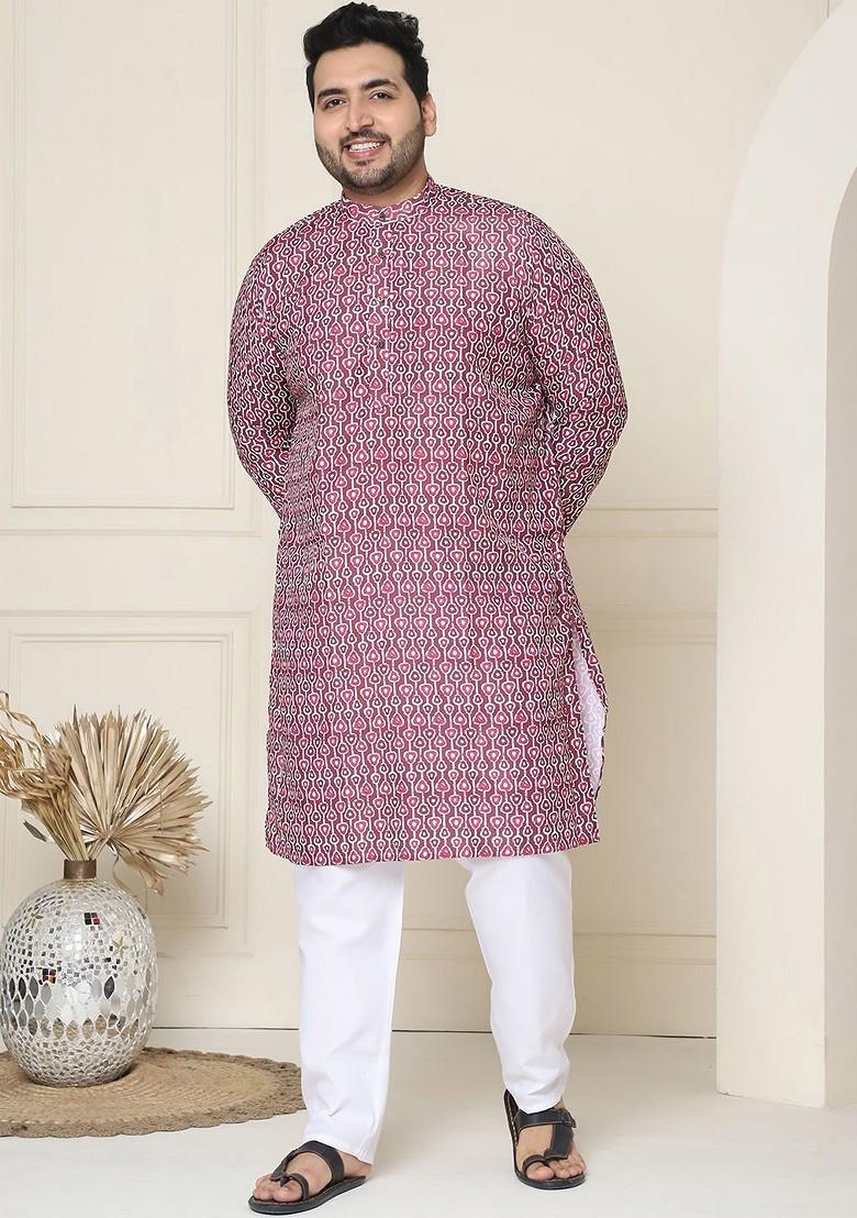 Brown Ethnic Motifs Poly Blend Kurta Set For Men