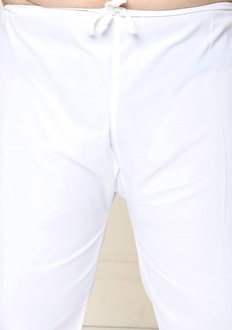 Navy Blue Thread Work Poly Blend Kurta Set For Men