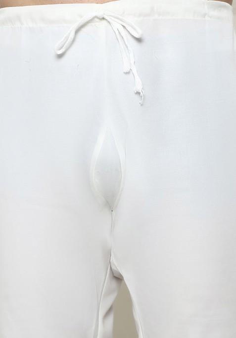 Navy Blue Solid Cotton Kurta Set For Men