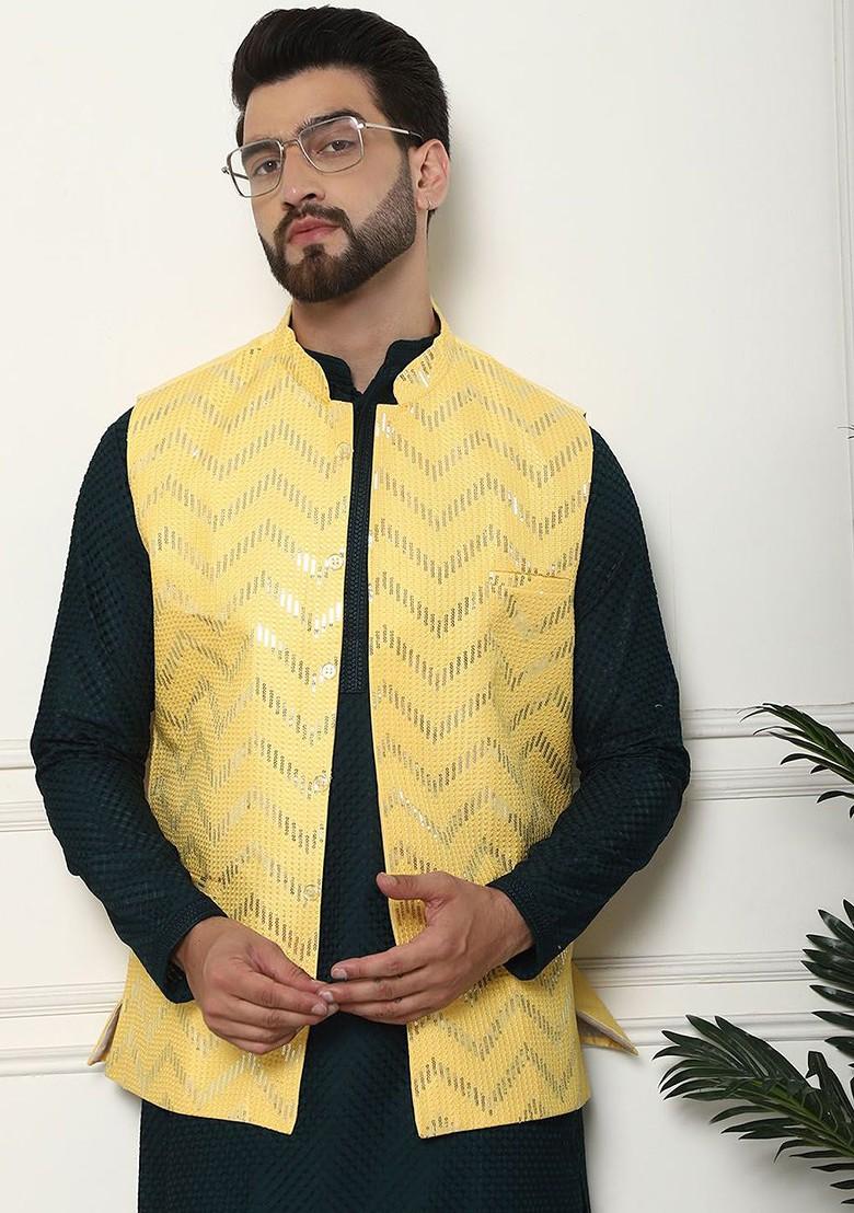 Green Solid Cotton Kurta Set For Men