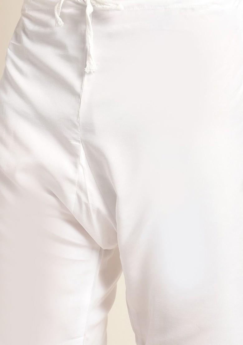 Black Thread Work Cotton Kurta Set For Men