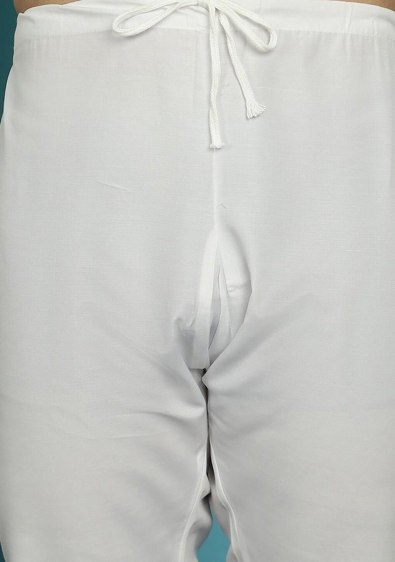 Beige Embroidered Cotton Kurta Set For Men