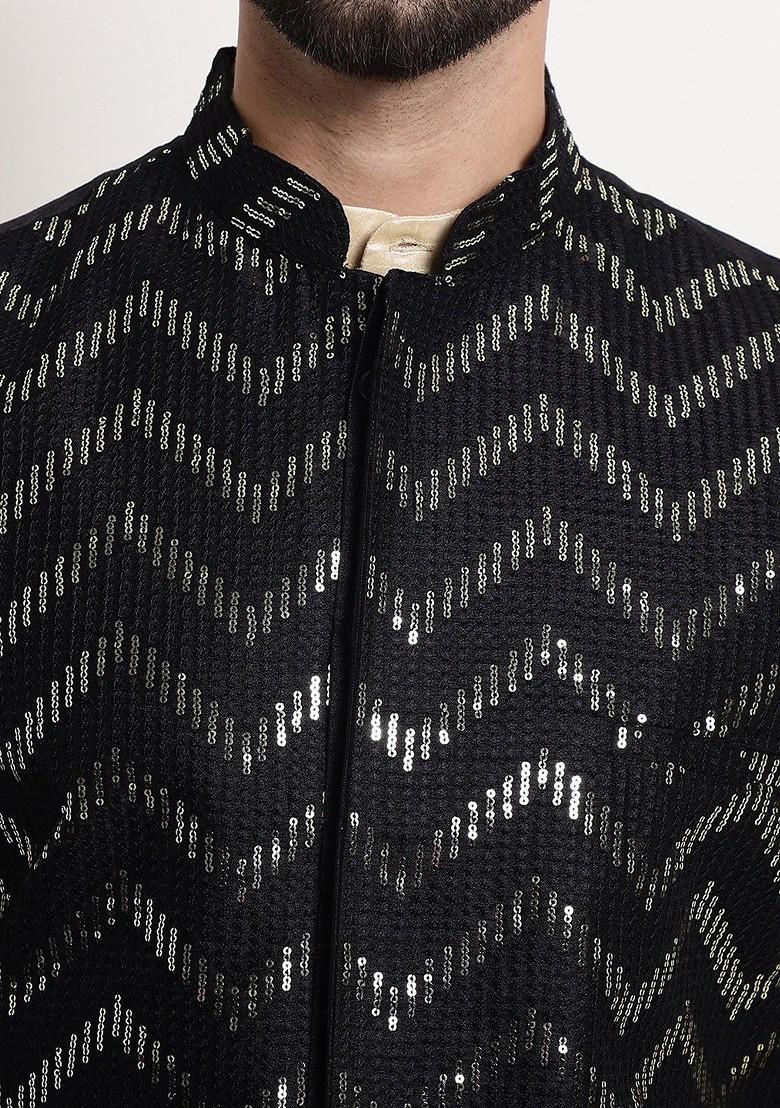 Gold Solid Poly Blend Kurta Set For Men