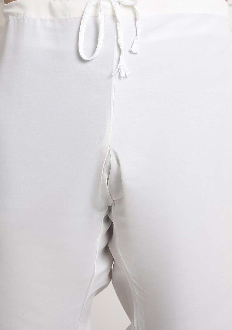 Cream Embroidered Cotton Kurta Set For Men - Indya