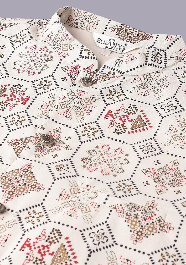 Yellow Embroidered Cotton Kurta Set For Men