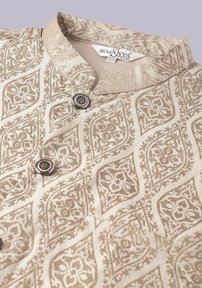 Mustard Ethnic Motifs Poly Blend Kurta Set For Men