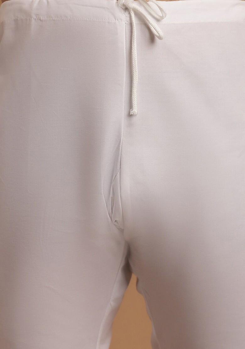 Peach Embroidered Cotton Kurta Set For Men