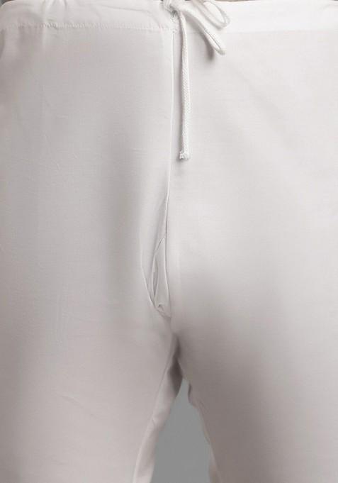 Maroon Embroidered Cotton Kurta Set For Men