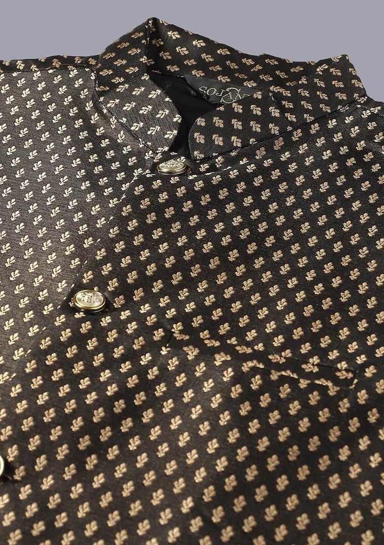 Maroon Embroidered Cotton Kurta Set For Men