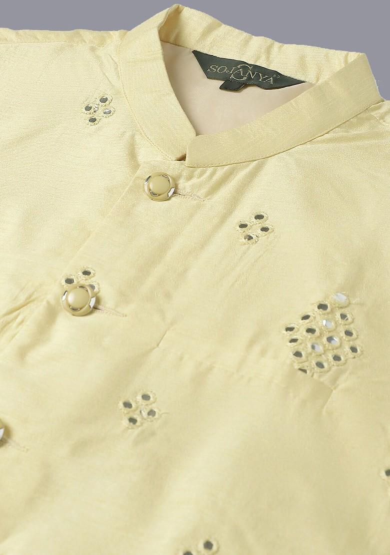 Green Ethnic Motifs Cotton Kurta Set For Men