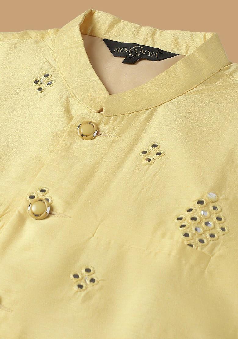 Maroon Embroidered Cotton Kurta Set For Men