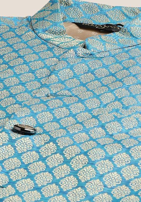 Black Solid Silk Kurta Set For Men