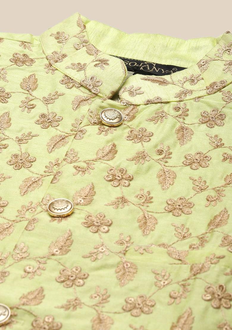 Pink Ethnic Motifs Poly Blend Kurta Set For Men