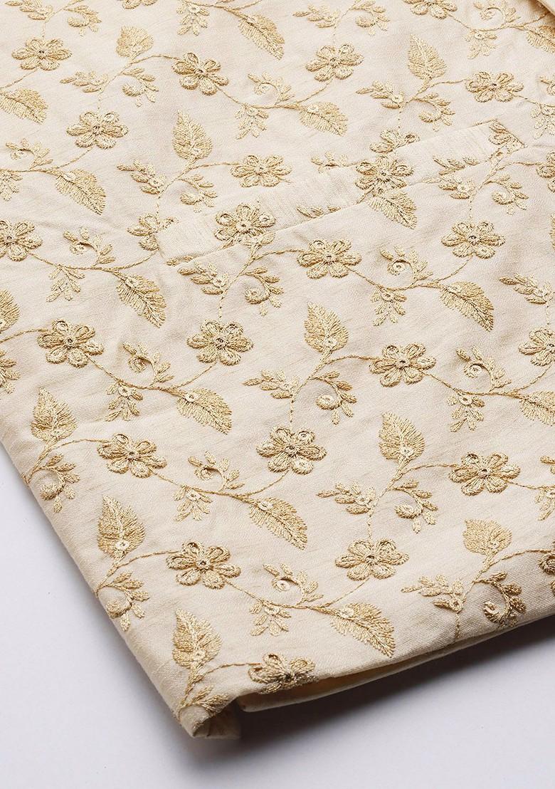 Sea Green Striped Poly Blend Kurta Set For Men