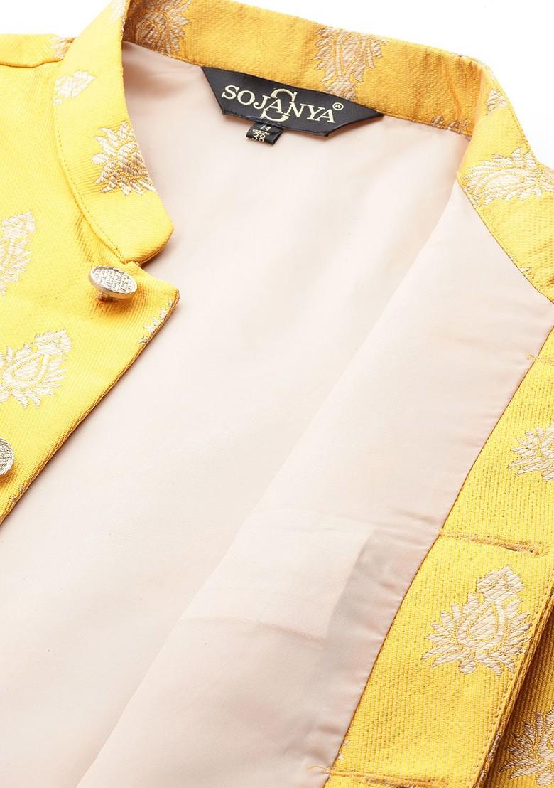 Beige Solid Cotton Kurta Set For Men