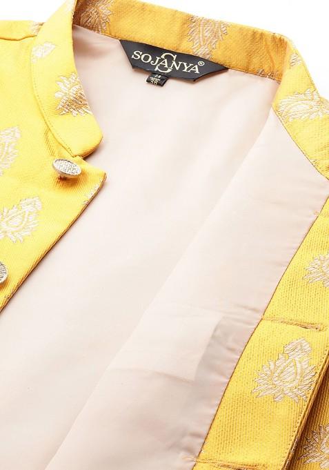 Beige Solid Cotton Kurta Set For Men